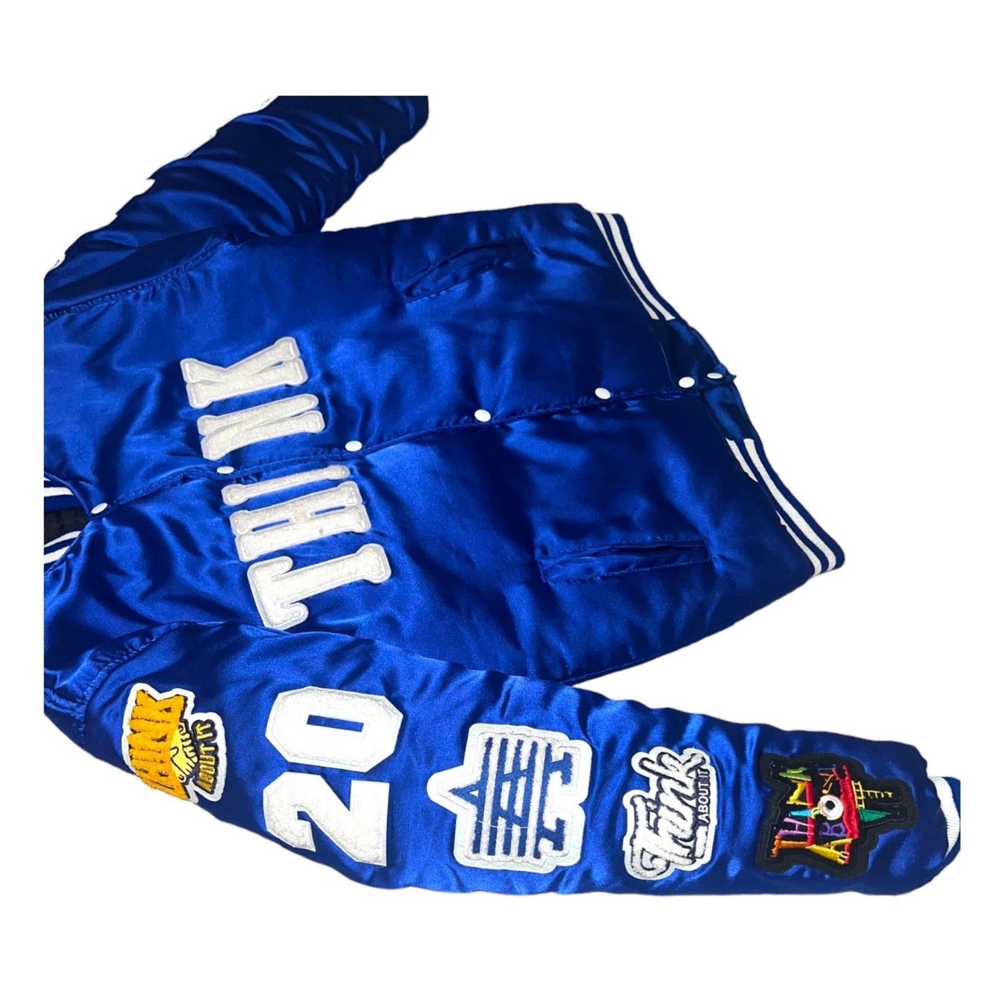 Mens Think About It Championship Varsity Jacket - Blue