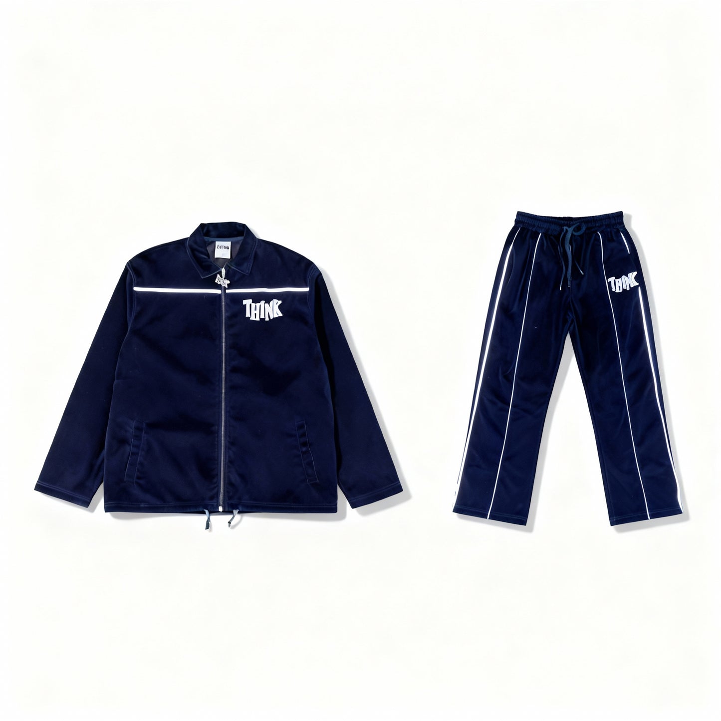 THINK Suede Track Suit - Navy
