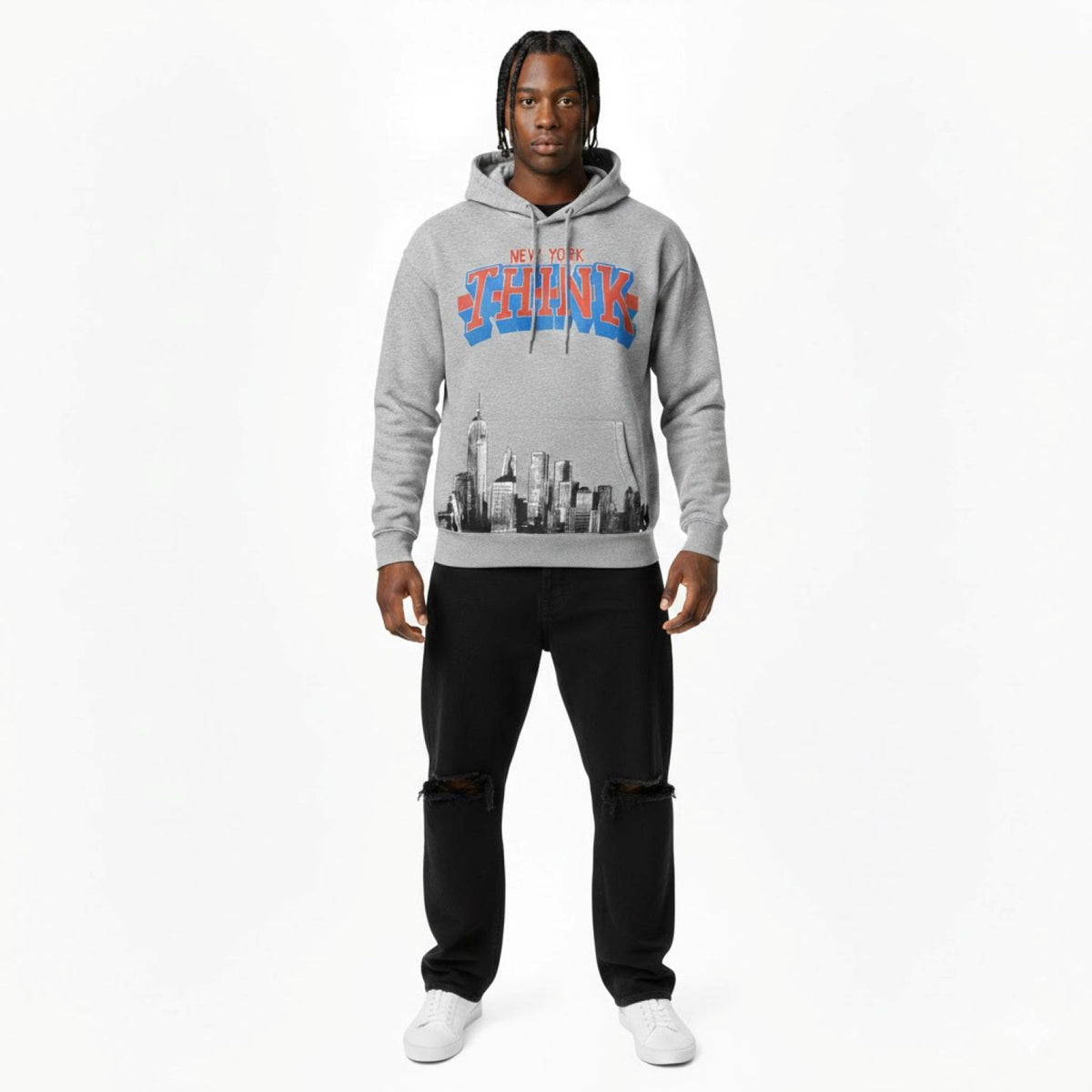 New York THINK Hoodie - Gray