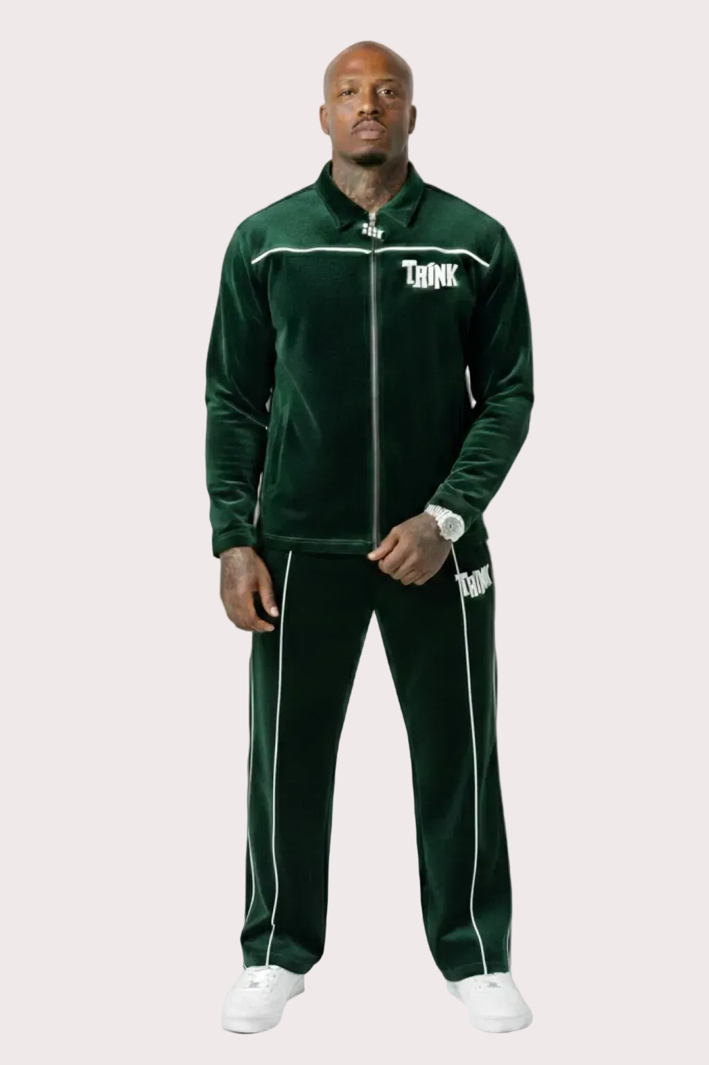THINK Suede Track Suit - Green
