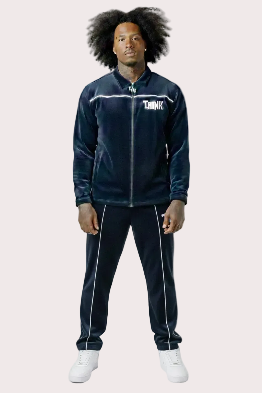 THINK Suede Track Suit - Navy